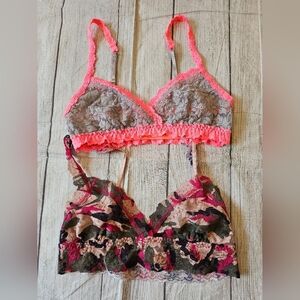 Hanky Panky Lot of 2 Lace Bralettes Size XS Wireless Unlined Lounge bras